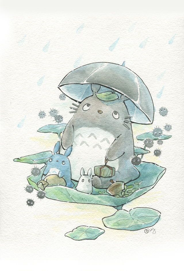 640x941 Totoro Watercolor Illustration Studio Ghibli