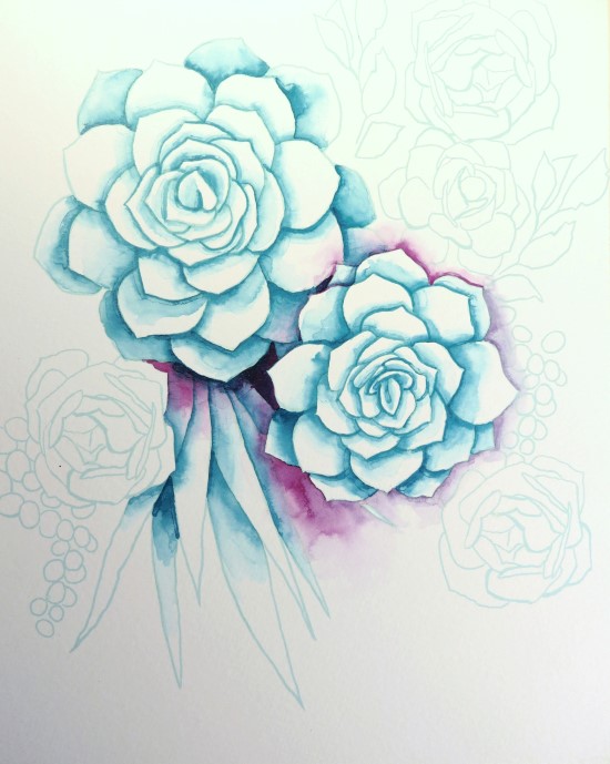 550x689 How To Paint Watercolor Succulents The Easy Way