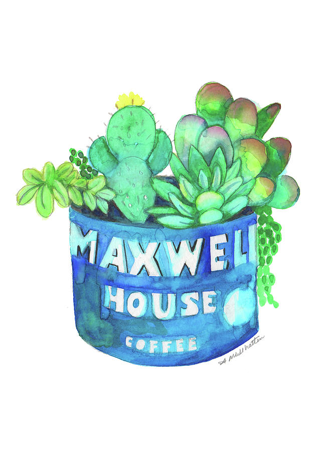 642x900 Succulent Watercolor Painting By Angela Mullhatten