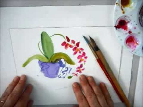 480x360 How To Paint A Modern Sumi E Style Orchid Plant In Watercolors