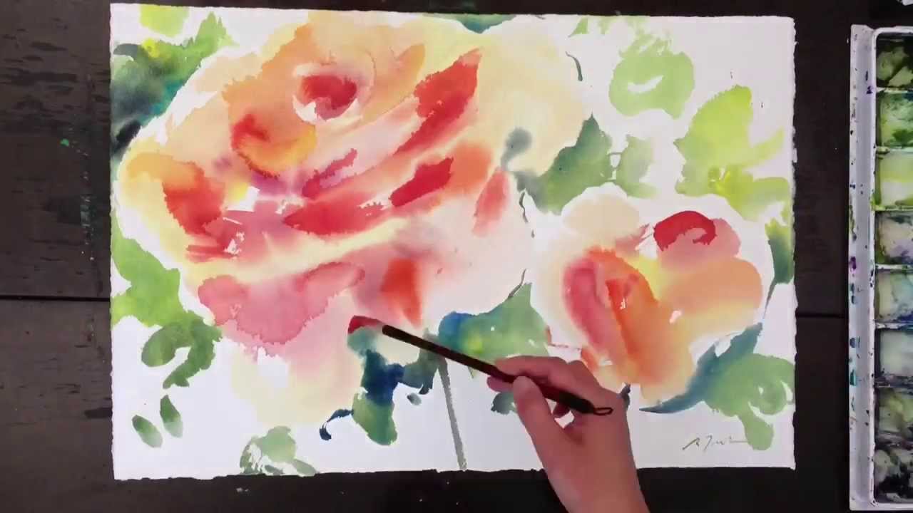 1280x720 How To Paint Roses With Watercolor And Sumie