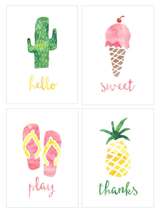 640x850 Summer Watercolor Notecards Print Ya Heart Out!!