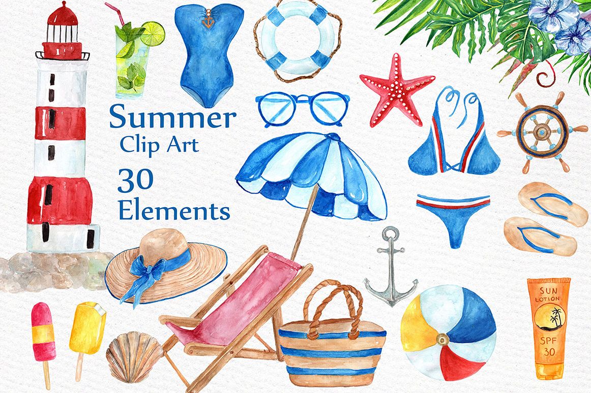 1162x774 Summer Clip Art Watercolor