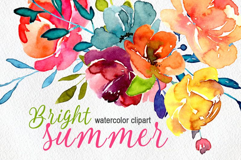 798x532 Bright Watercolor Summer Flowers Png