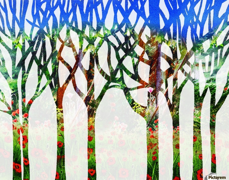 900x707 Watercolor Forest Silhouette Summer