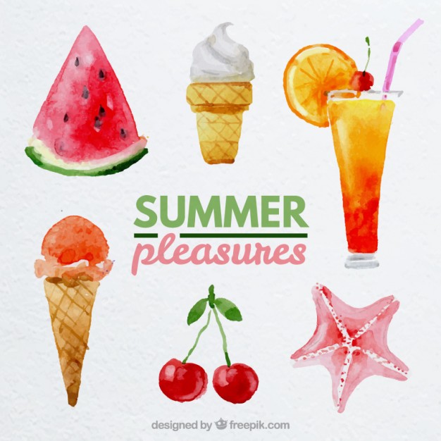 626x626 Watercolor Summer Pleasures Vector Free Download