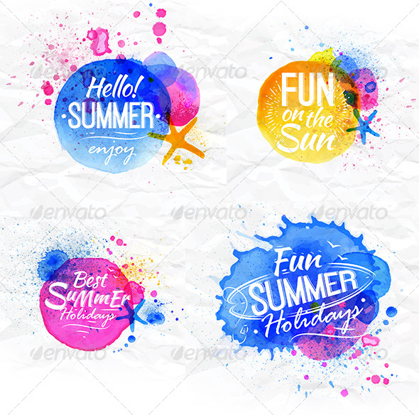590x584 Watercolor Summer Symbols By Anna42f Graphicriver