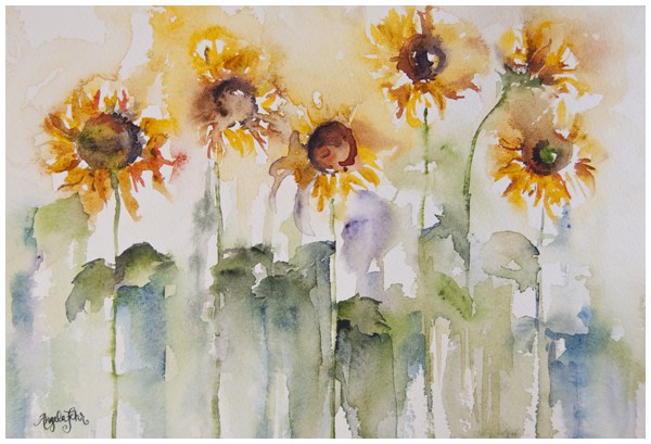 600x409 Like A Sunflower New Watercolor Painting Angela Fehr Watercolours