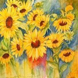 250x250 Sunflowers Watercolour Flower Painting