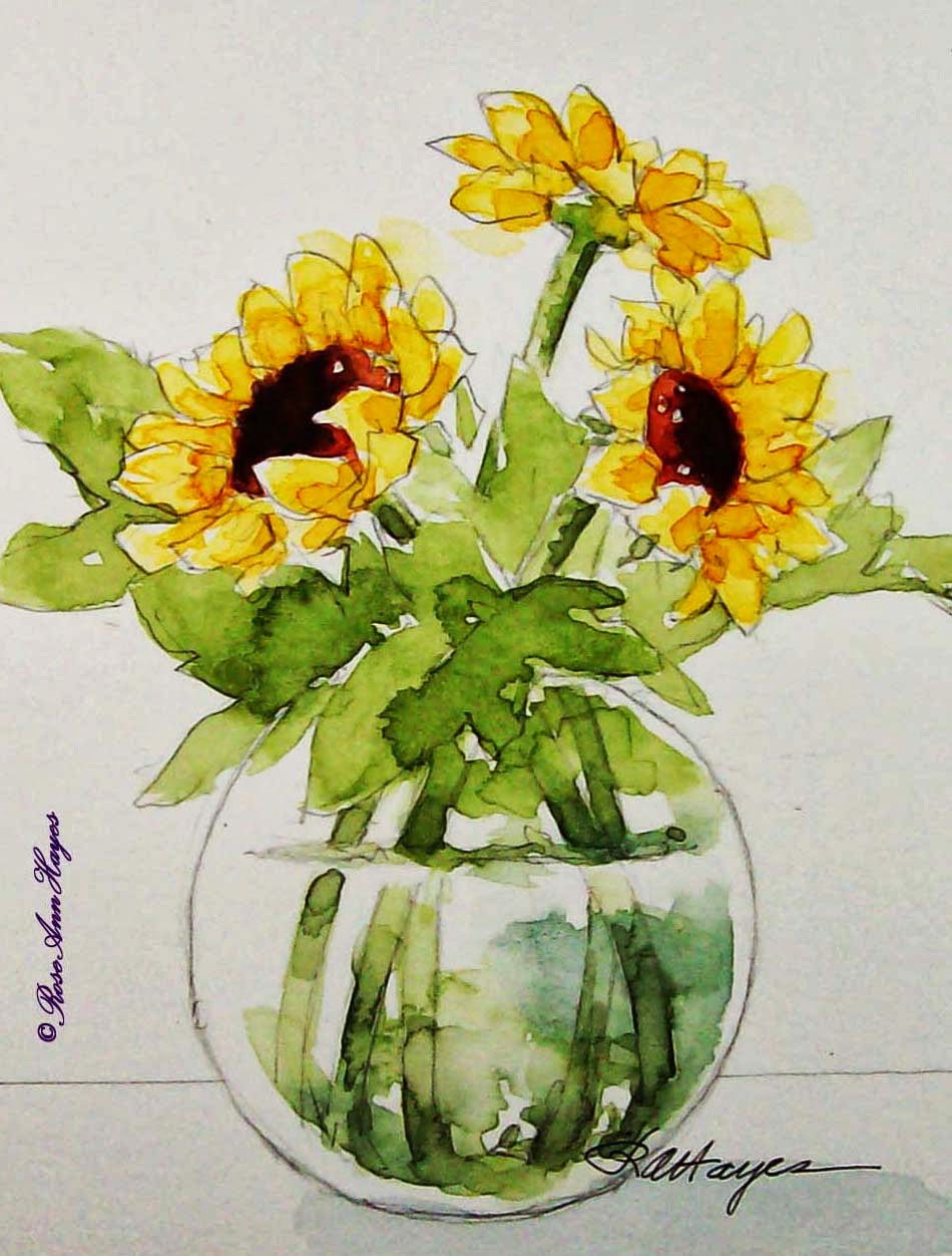 950x1252 Watercolor Paintings By Roseann Hayes Sunflowers Watercolor Painting