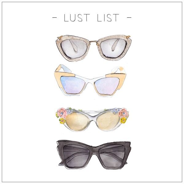 600x600 Lust List. Watercolor Illustrated Sunglasses. Lust List
