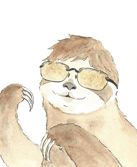 452x550 Sloth With Sunglasses Watercolor Posters By Christierenfro