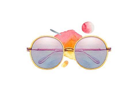 473x355 Watercolor Hipster Sunglasses And Artsy Brush Strokes Prints By