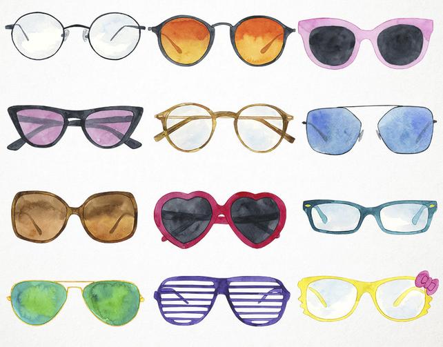 642x503 Watercolor Sunglasses Clipart Sunglasses Watercolor Glasses Etsy