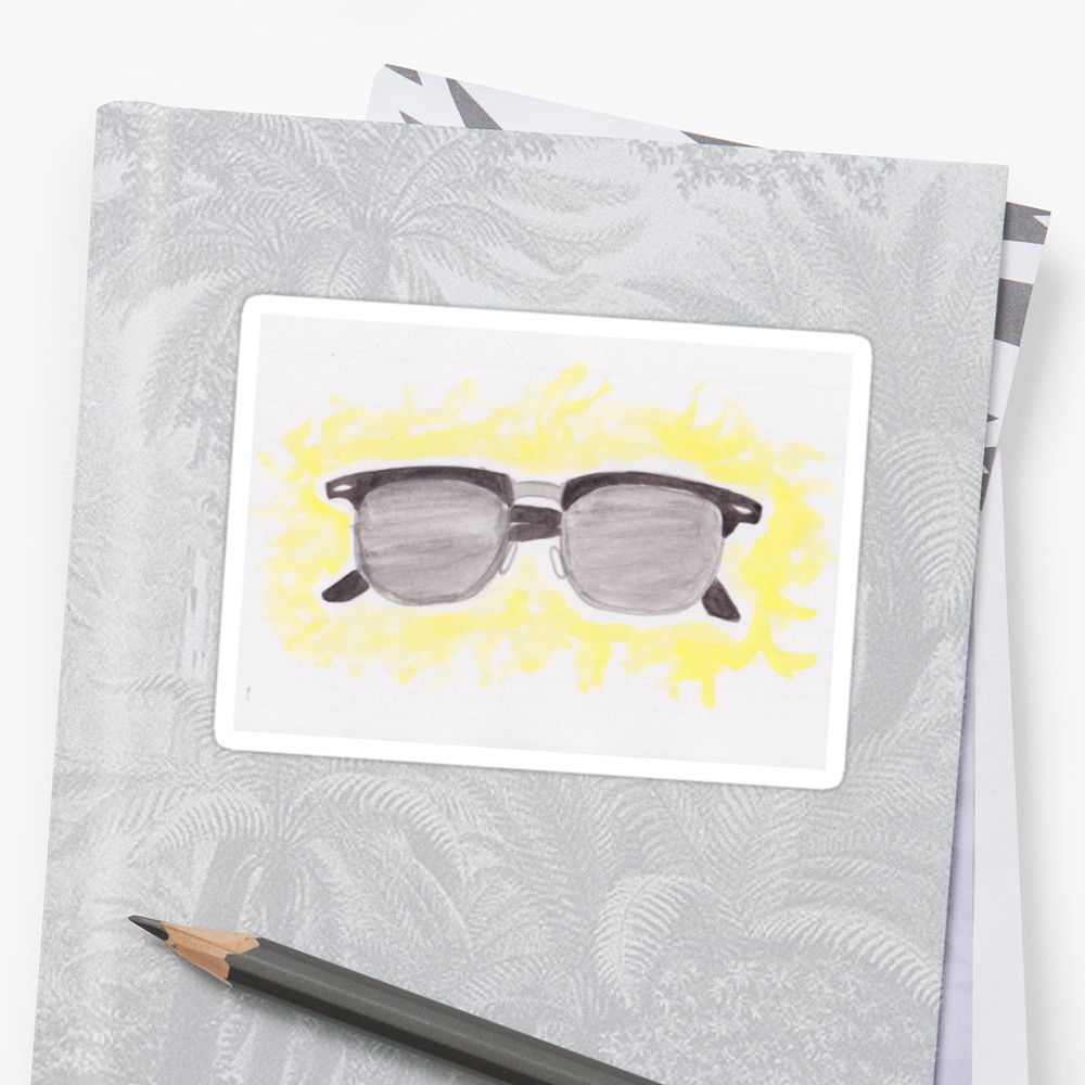1000x1000 Watercolor Sunglasses Stickers By Groovygracie Redbubble
