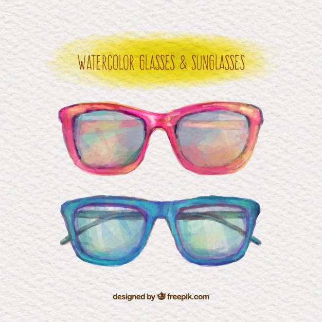 626x626 Watercolor Glasses And Sunglasses Vector Free Download