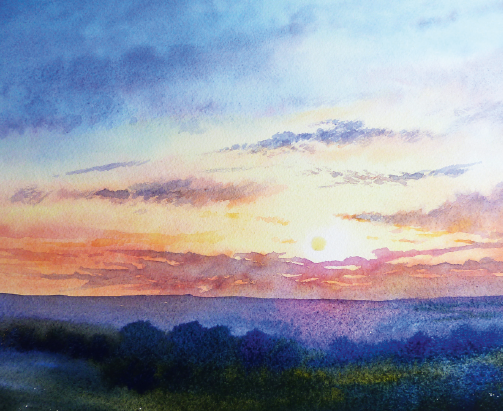 503x411 How To Paint A Sunrise And Sunset Watercolor Stress Relief