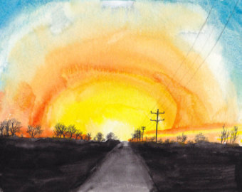 340x270 Sunrise Watercolor Etsy