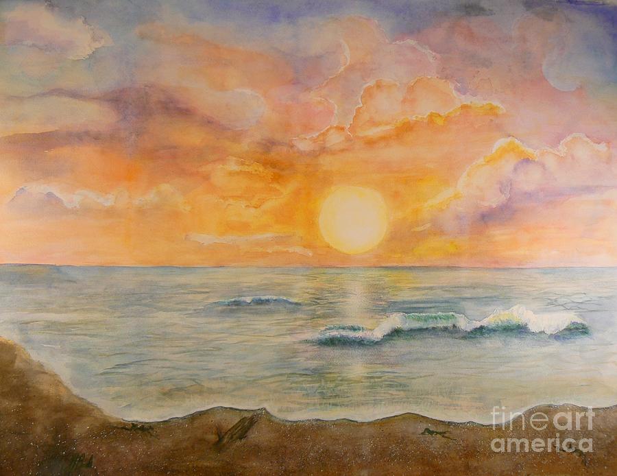 900x694 Ocean Sunrise Painting By Holly Banks