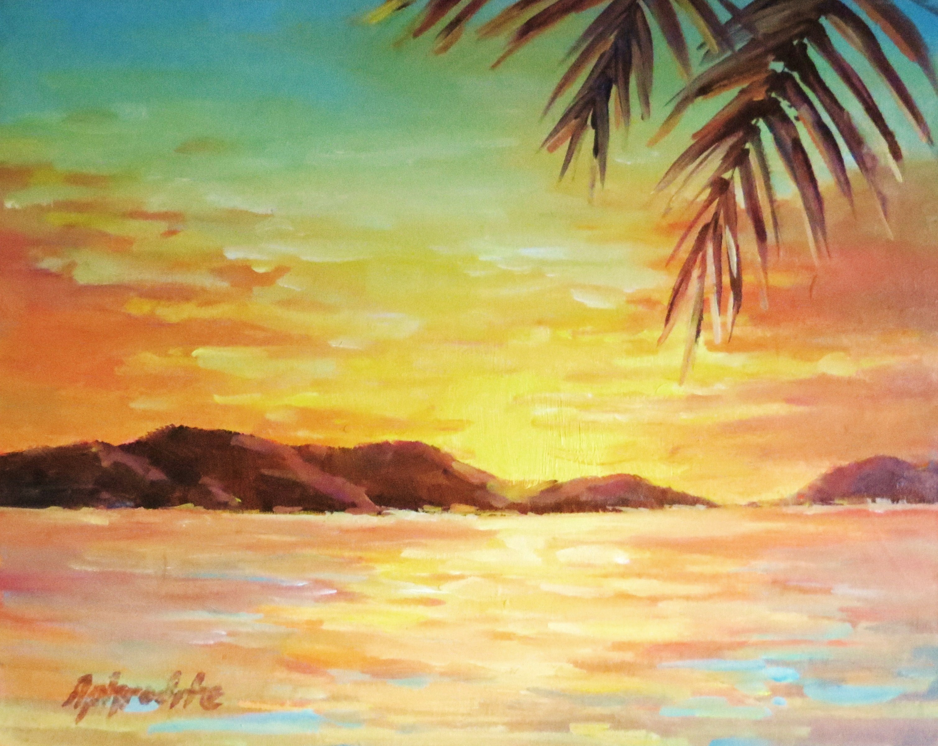 3018x2399 Oil Painting For Sale, Caribbean Painting, Sunrise