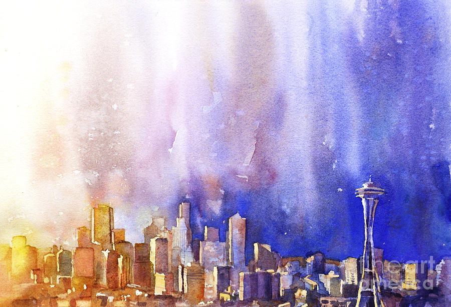 900x613 Seattle Sunrise Painting By Ryan Fox