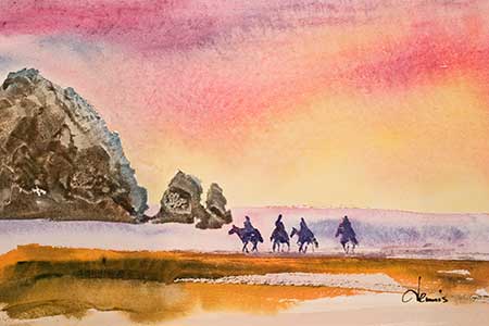 450x300 Watercolor Painting Of A Sunrise