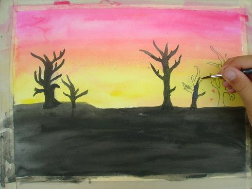 519x389 Paint A Sunset In Watercolor