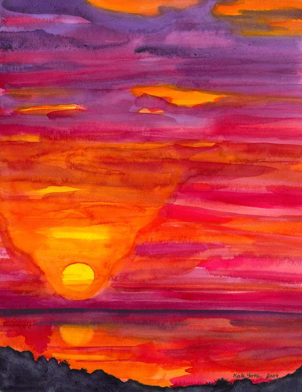 615x800 Sunset From Platanillo Painting Print Kate York