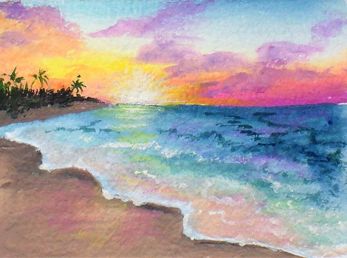 1159x862 Easy Sunset Painting Tutorial, Limited Palette, Diy Gouache! The