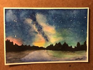 300x226 Galaxy Sunset 6x9 Original Watercolor Painting Ebay