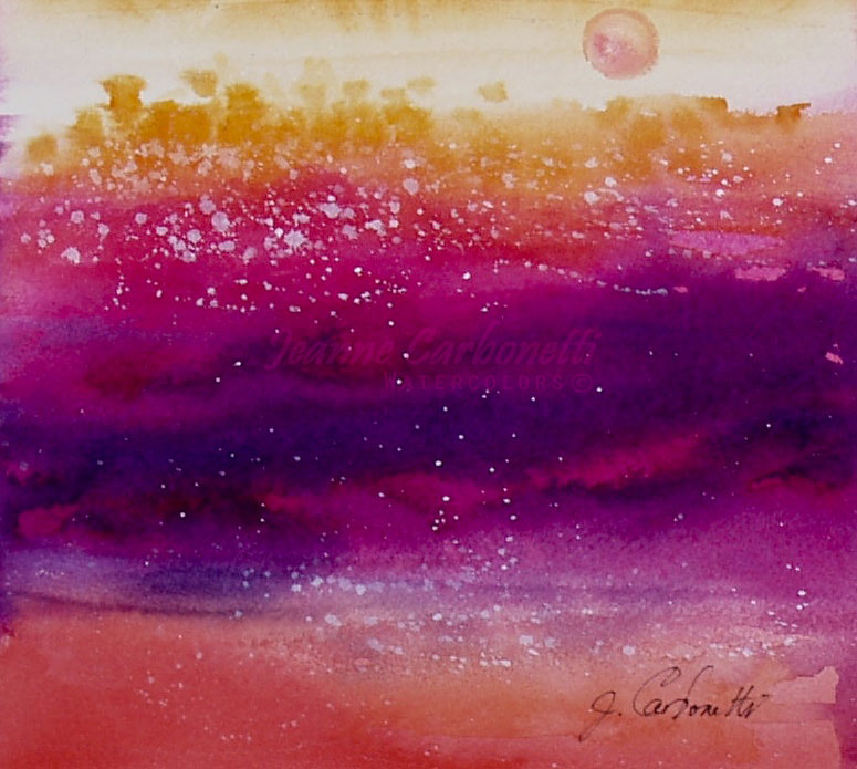 775x695 Sante Fe Sunset Original Watercolor Painting