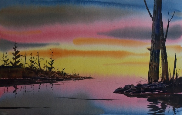 600x380 Watercolors By Jim Oberst Blog Muskeg Sunset
