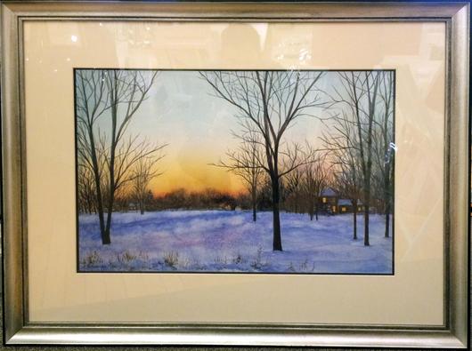530x395 Winter Sunset Watercolor Painting Lake Effect Gallery