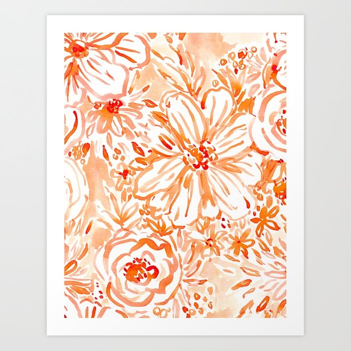 700x700 Big Sunshine Orange Watercolor Floral Art Print By Barbraignatiev
