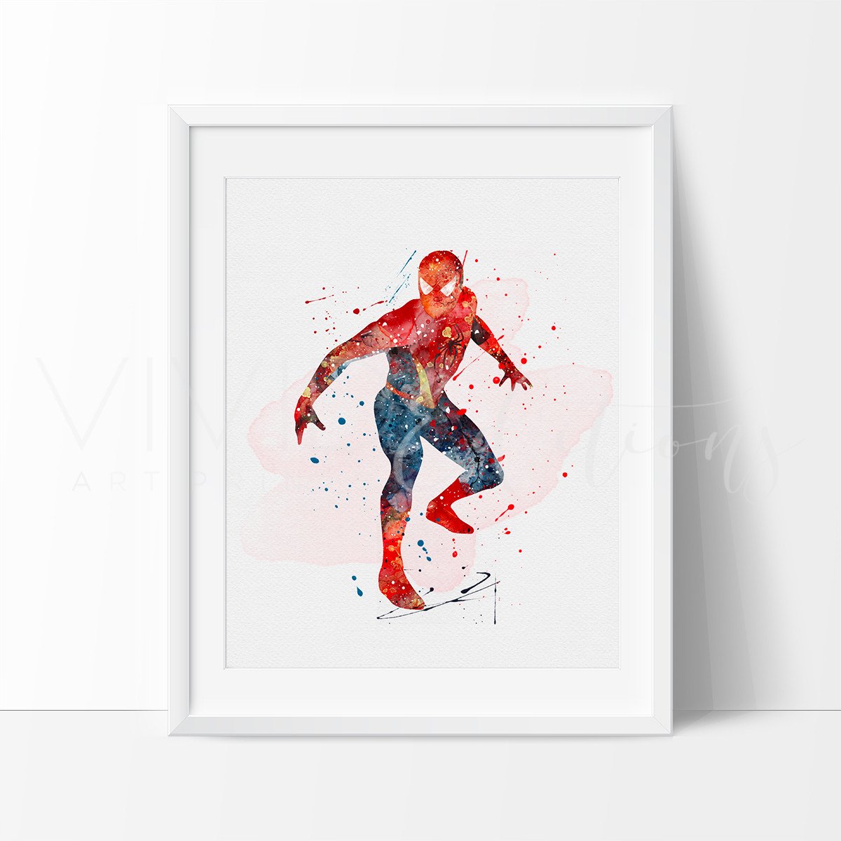 1200x1200 Spiderman Superhero Watercolor Nursery Art Print, Kids Wall Art