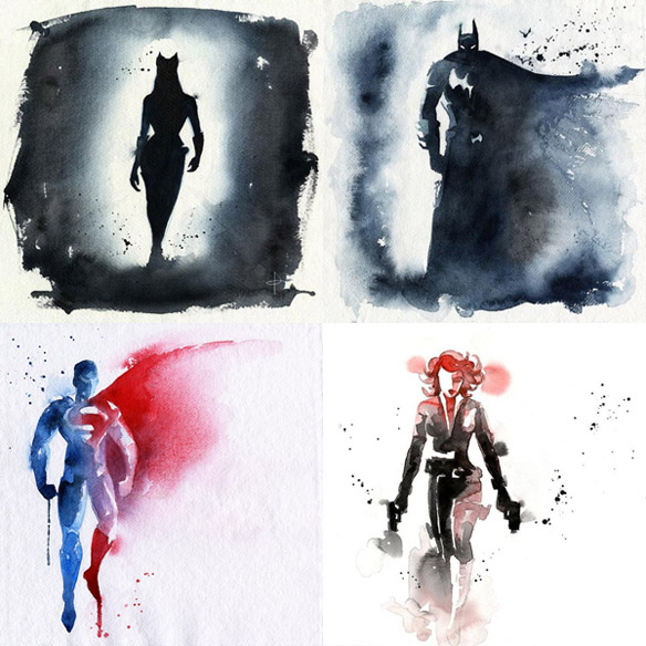 584x584 Superhero Watercolor Art Prints