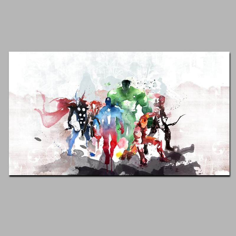 800x800 Watercolor Superhero Modern Canvas Painting Minimalist