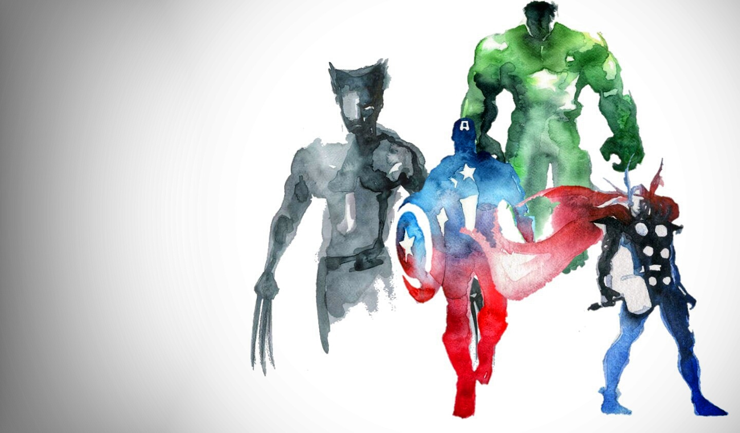1440x843 Watercolor Superhero Wallpaper