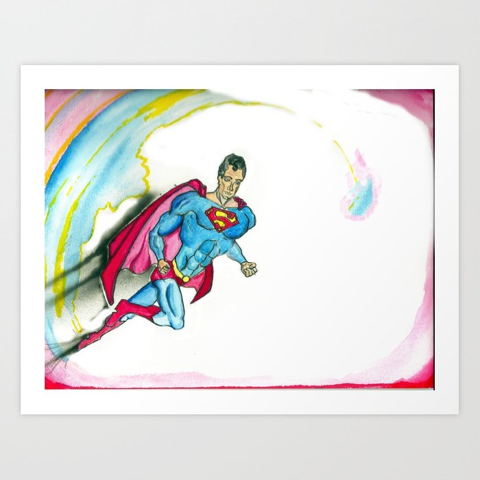 700x700 Superman Watercolor Art Print By Markerpantsstudios Society6