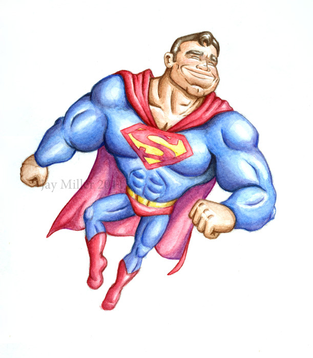 611x700 Superman Watercolor By Jaymillerart