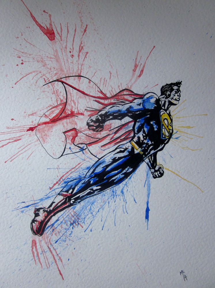 746x1000 Superman,dc,watercolor,a3,batman,art,artwork,painting,drawing