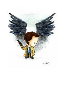 225x300 Castiel The Angel From Supernatural Watercolor Print Ben Byrd Art