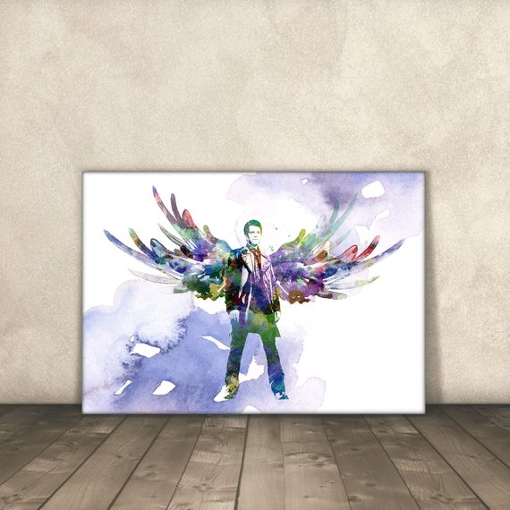 570x570 Supernatural Castiel Watercolor Poster Print 8x10 11x14 Etsy