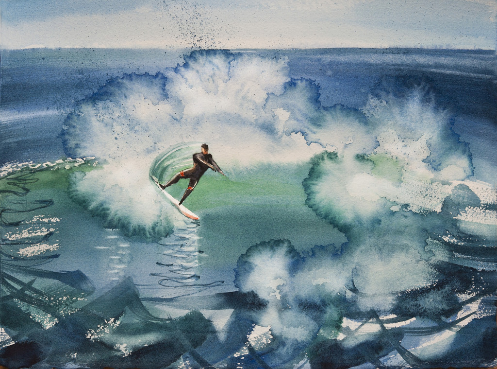 1024x759 Surfing 1 2838 Sm Watercolor On Paper I Bought A New Big