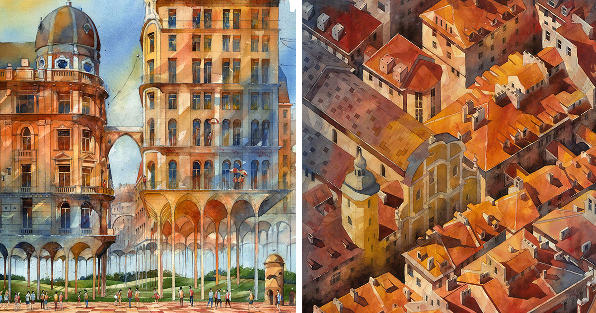 1200x630 Surreal Watercolor Paintings Of Warsaw By Tytus Brzozowski Bored