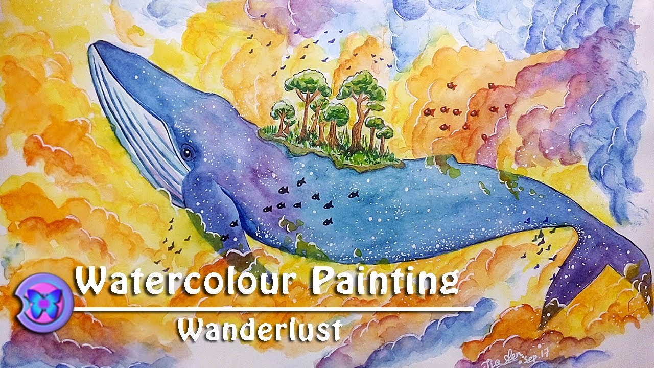1280x720 Watercolor Painting ~ Painting A Surreal Scene With A Whale