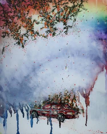 375x468 Original Surrealism Car Watercolor Paintings For Sale Saatchi Art
