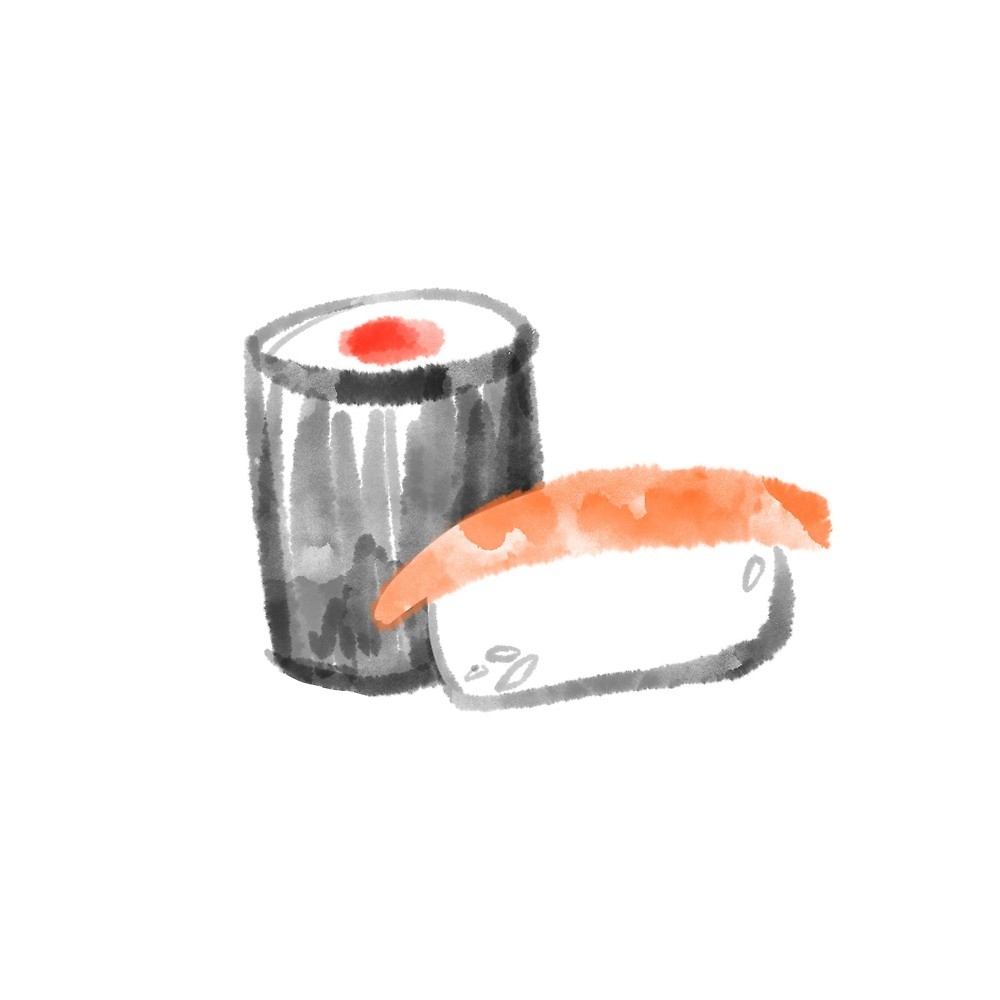 1000x1000 Sushi Watercolor By Ienjoydogs Redbubble