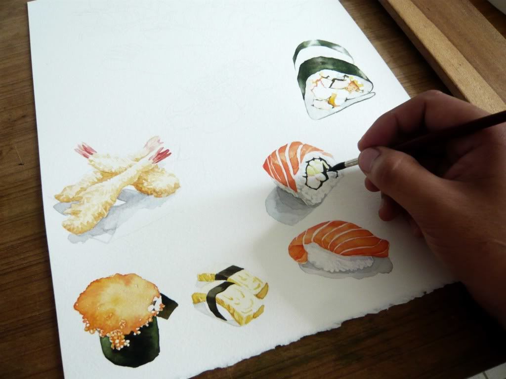 1024x768 Sushi Watercolor Art Watercolor, Food