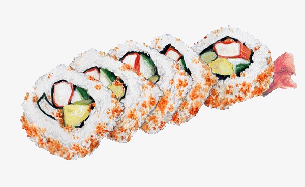 600x368 Watercolor Sushi, Watercolor Clipart, Sushi Clipart, Japanese